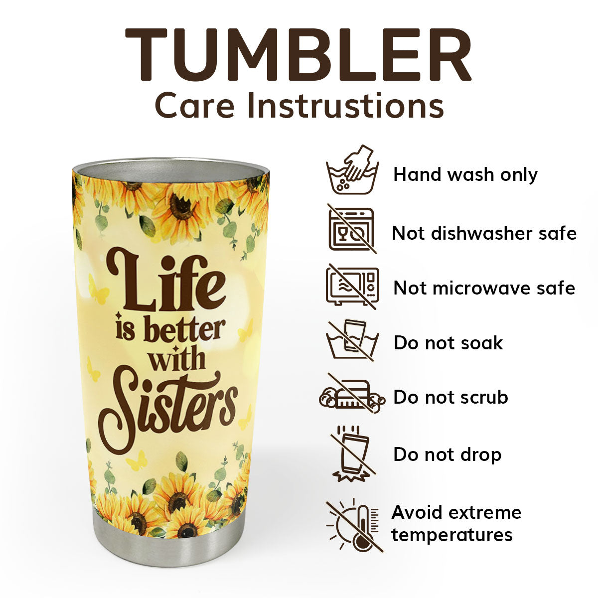 Life Is Better With Sisters | Personalized Stainless Steel Tumbler JSSSTH869
