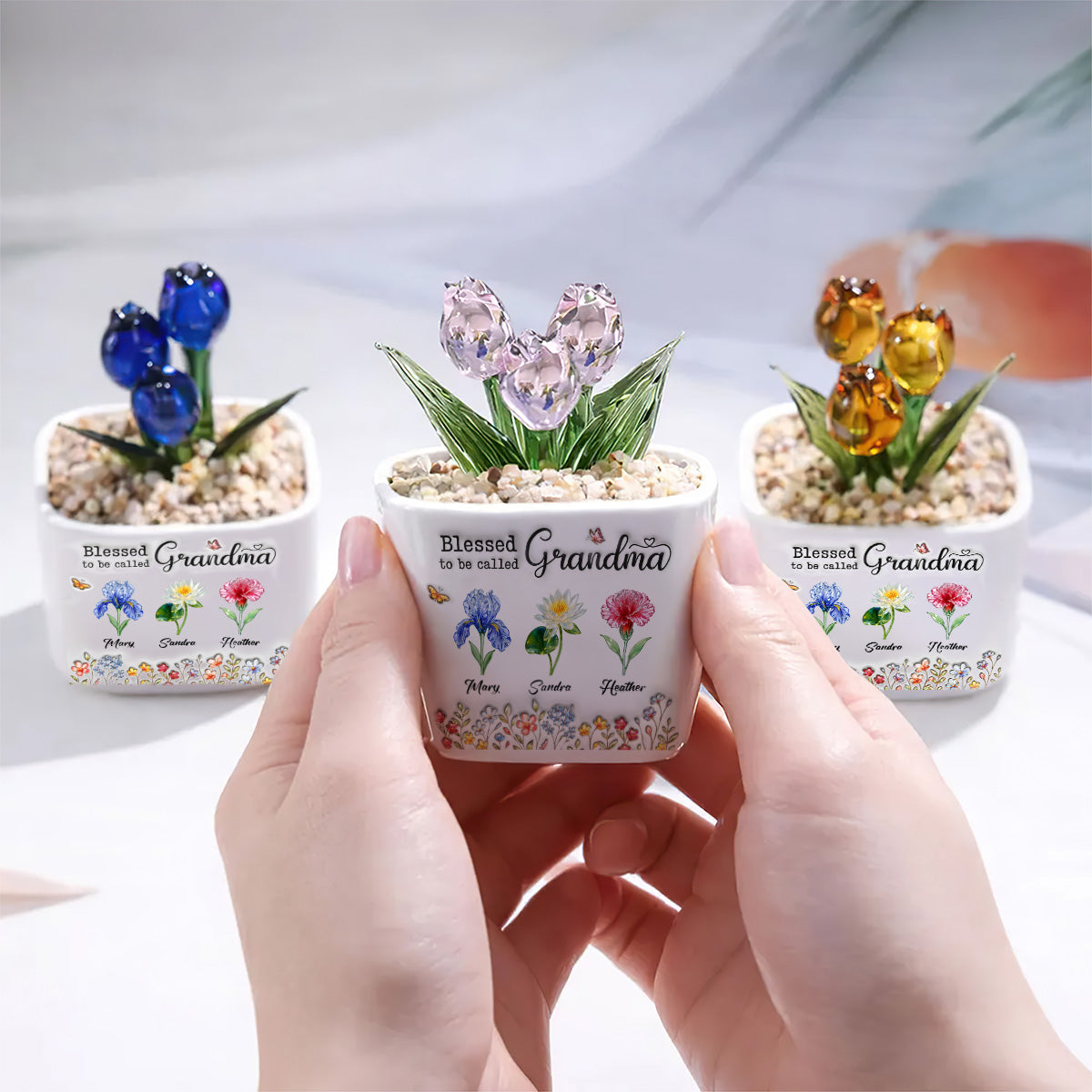 Blessed To Be Called Grandma | Personalized Glass Everlasting Tulips