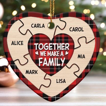 Together We Make A Family | Personalized Heart Shaped Ceramic Ornament JSHCOHLPA2576T