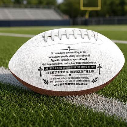 To My Grandson Life Isn't About Waiting For The Storm To Pass | Personalized Football