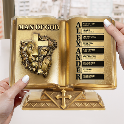Man Of God Husband Daddy Protector Hero Golden Edition | Personalized Custom Shaped Acrylic Plaque