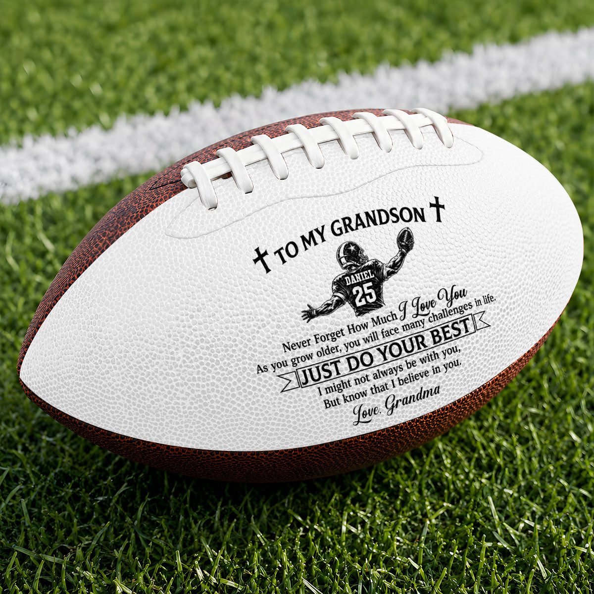 To My Grandson Never Forget How Much I Love You  | Personalized Football