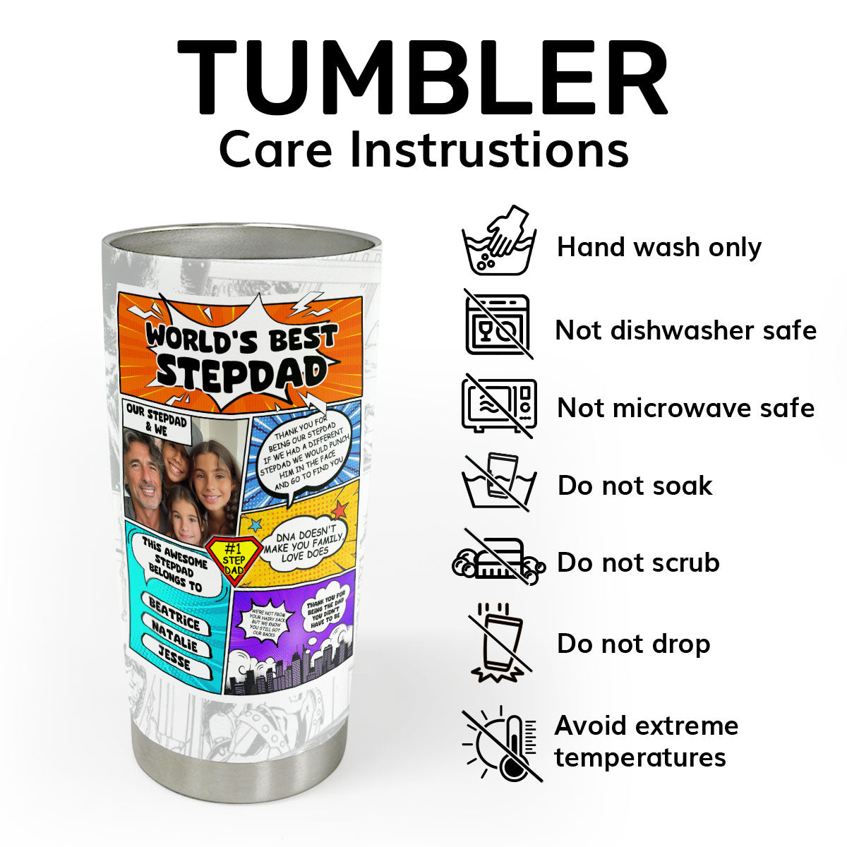 World's Best Stepdad | Personalized Stainless Steel Tumbler SSTN19