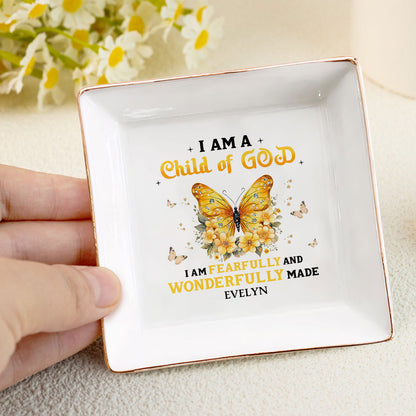 I Am A Child of God Butterfly | Personalized Jewelry Dish