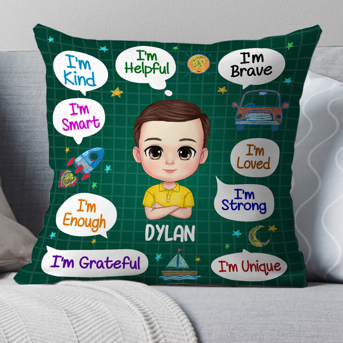 I'm Kind I'm Brave | Personalized Crystal Velvet Pillow JSPILWPH1261L