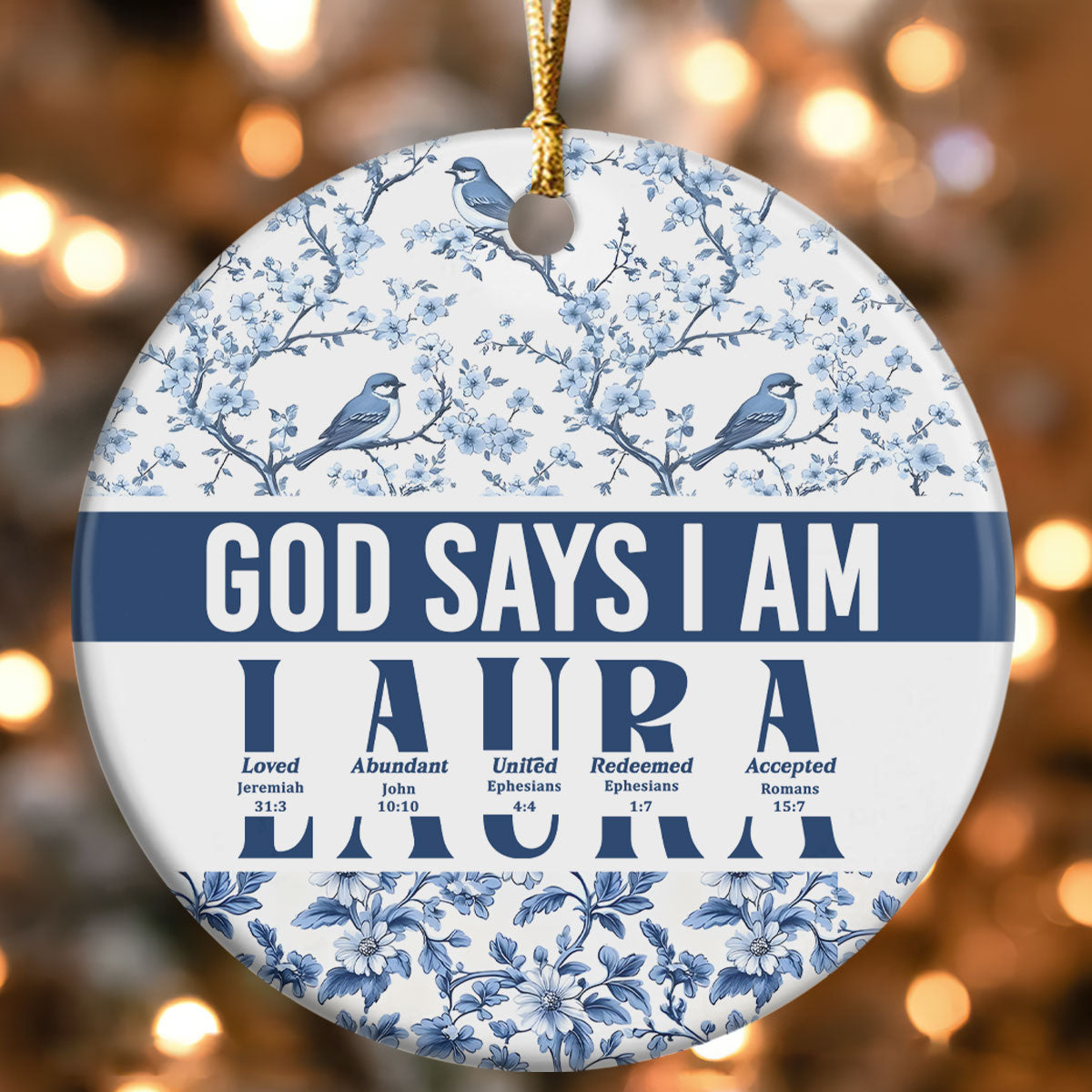 God Says I Am | Personalized Round Shaped Ceramic Ornament