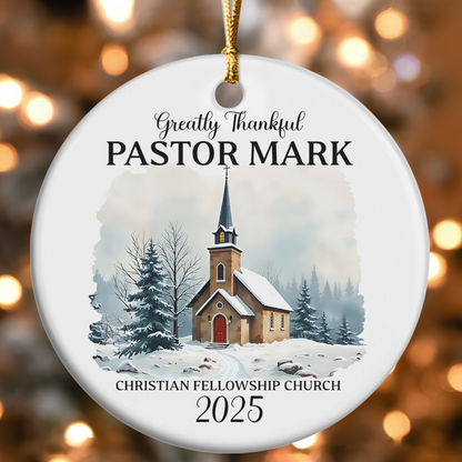 Greatly Thankful Pastor | Personalized Round Shaped Ceramic Ornament