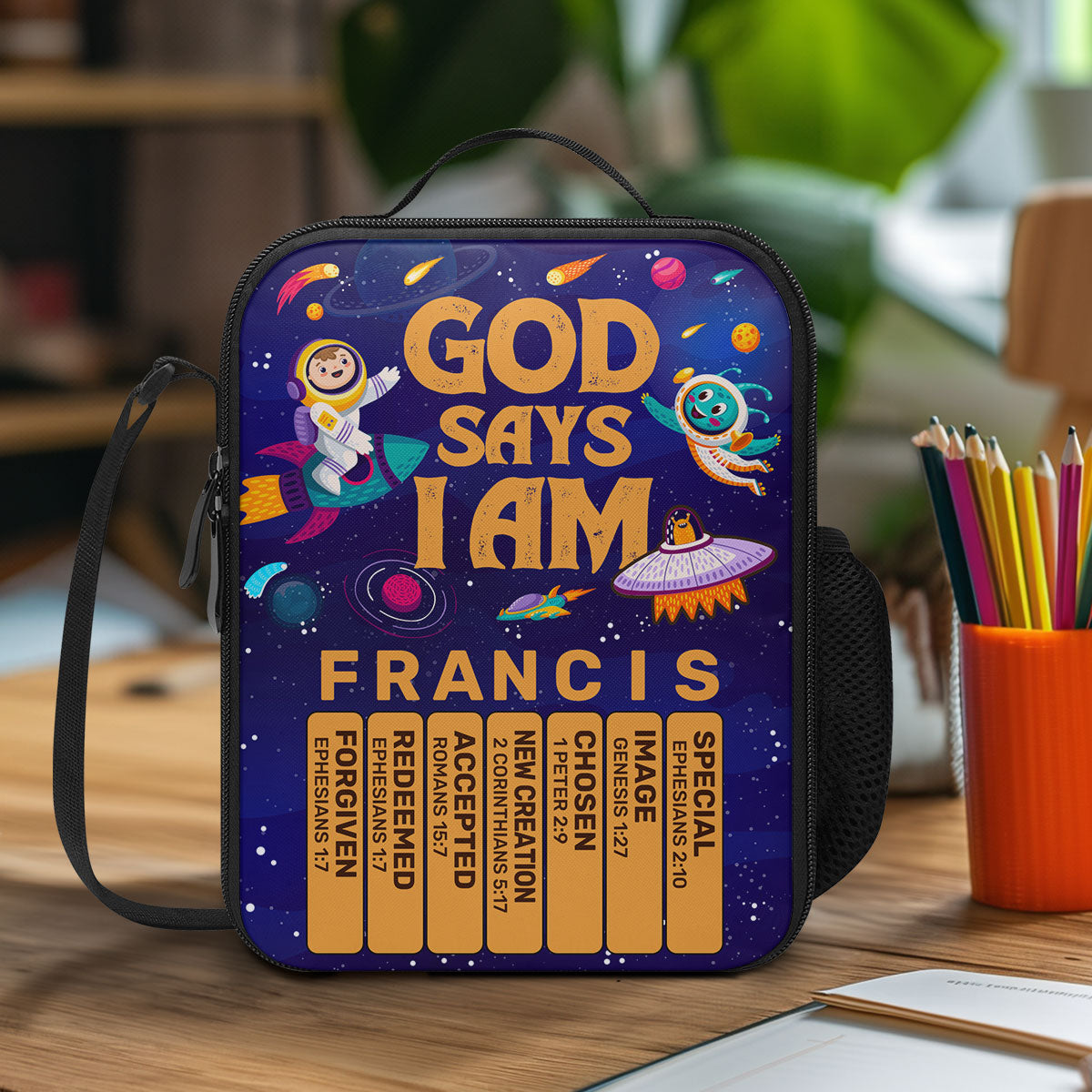 God Says I Am | Personalized Lunch Box Bag JSLBBPH1309D