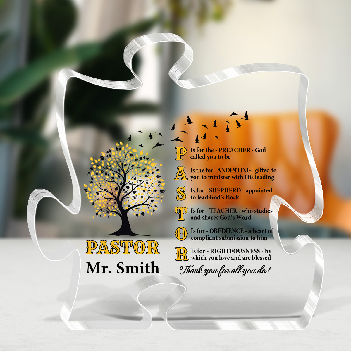 Pastor  | Personalized Custom Shaped Squared Acrylic Plaque