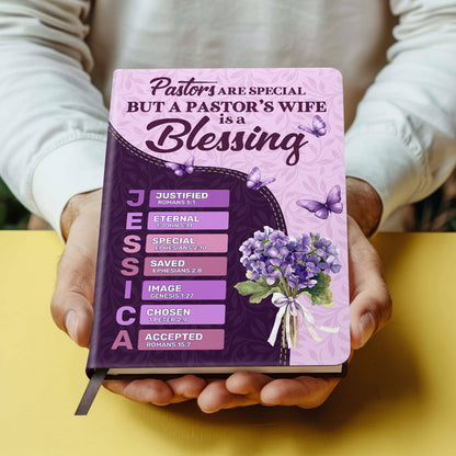 Pastor's Wife Is A Blessing | Personalized Leather Cover Notebook