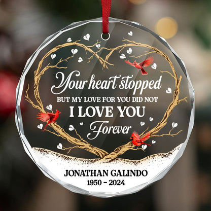 I Love You Forever | Personalized 1-Side Round Glass Ornament