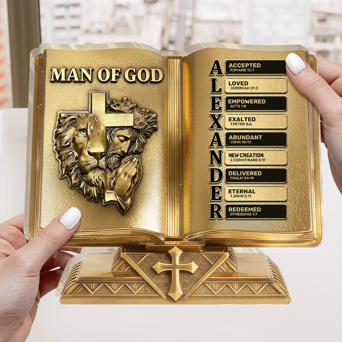 Man Of God Husband Daddy Protector Hero Golden Edition | Personalized Custom Shaped Acrylic Plaque
