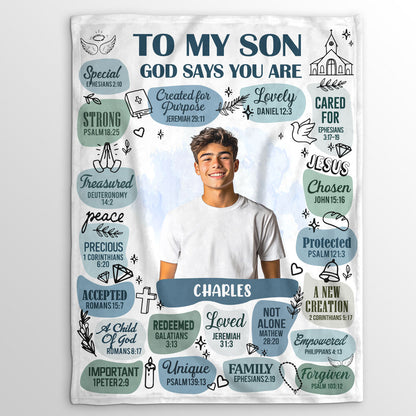 To My Daughter, Granddaughter, Son, Grandson God Says You Are - Personalized Fleece Blanket JSFBPH2458T