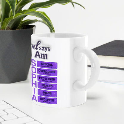 God Says I Am  | Personalized Ceramic Coffee Mug