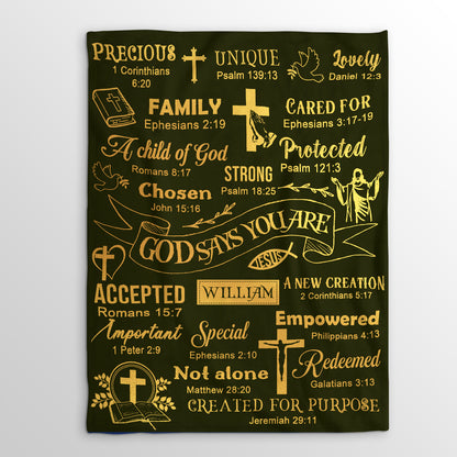 God Says You Are | Personalized Fleece Blanket