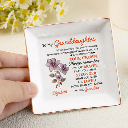 To My Granddaughter | Personalized Jewelry Dish