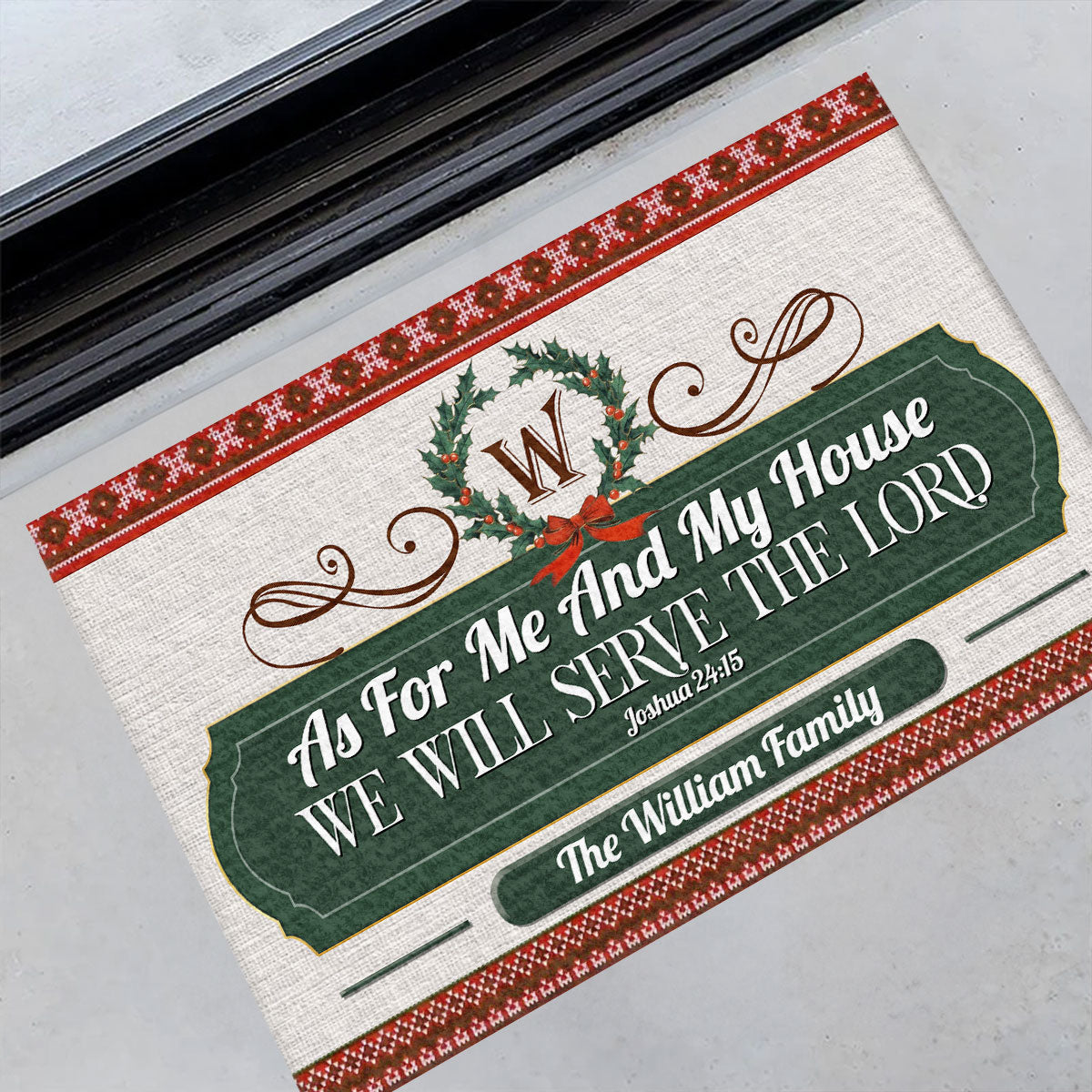 As For Me And My House We Will Serve The Lord | Personalized Doormat