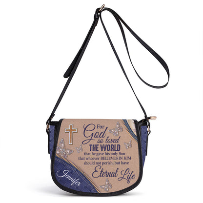 For God So Loved The World - Personalized Leather Saddle Bag NUH285