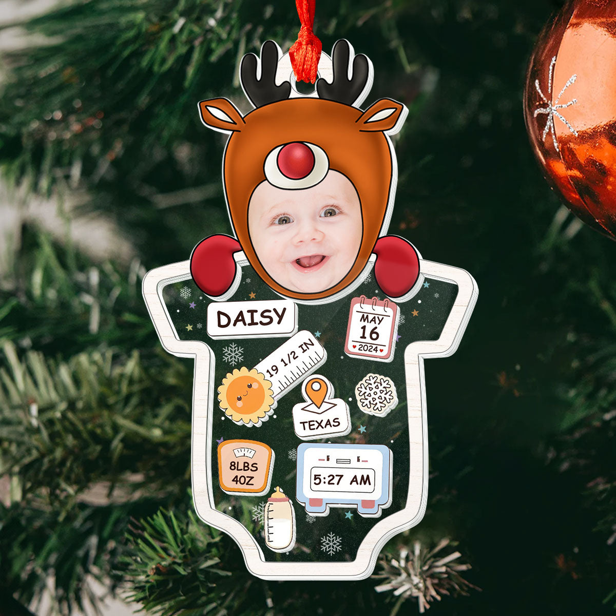 Baby 1st Christmas | Personalized 3 Layered Christmas Shaker Ornament