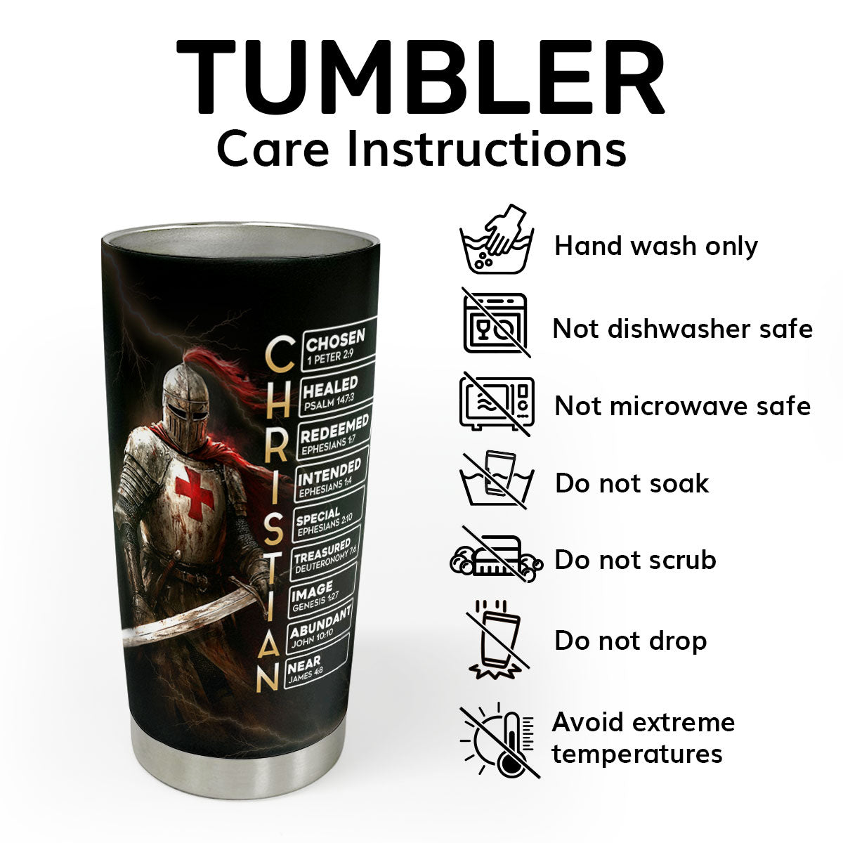 Put On The Full Armor Of God | Personalized Stainless Steel Tumbler