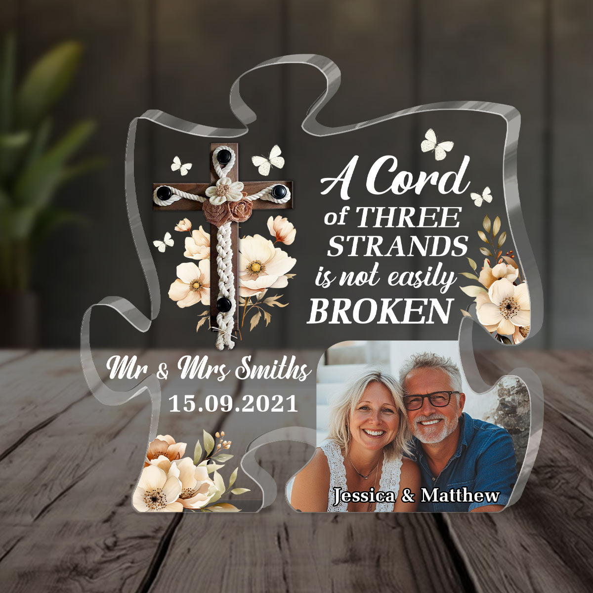 A Cord Of Three Strands Is Not Easily Broken | Personalized Custom Shaped Squared Acrylic Plaque