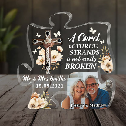 A Cord Of Three Strands Is Not Easily Broken | Personalized Custom Shaped Squared Acrylic Plaque