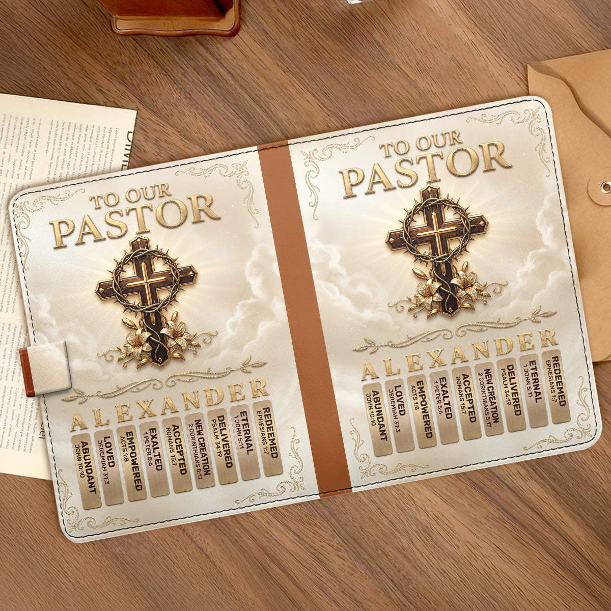 To Our Pastor | Personalized Leather Notebook & Pen Set