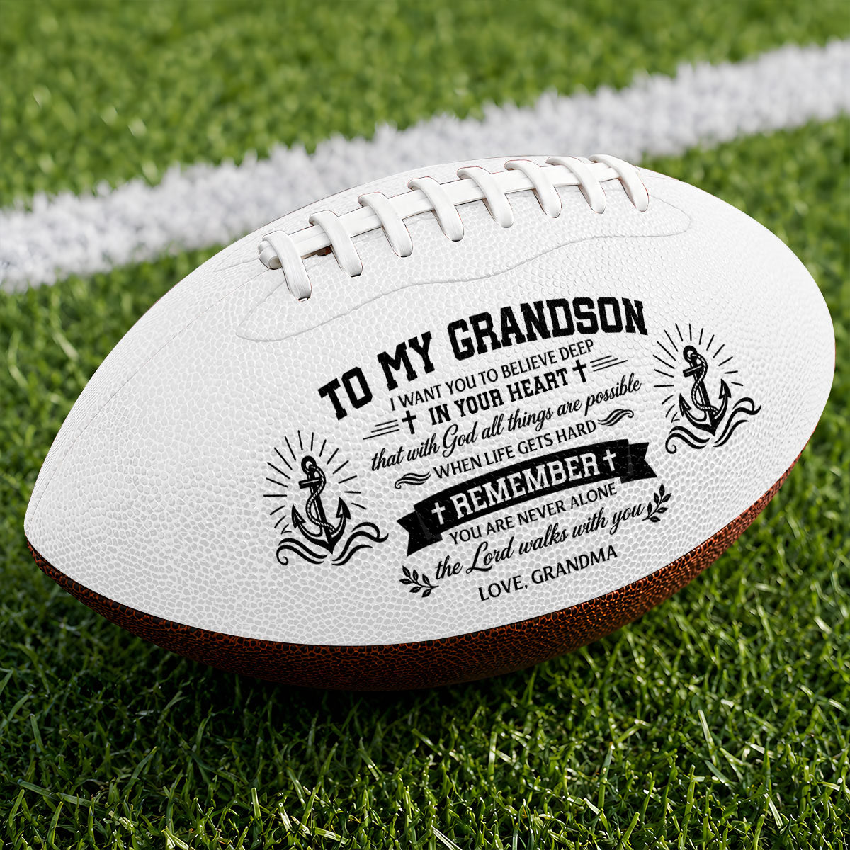 To My Grandson I Want You To Believe Deep In Your Heart | Personalized Football