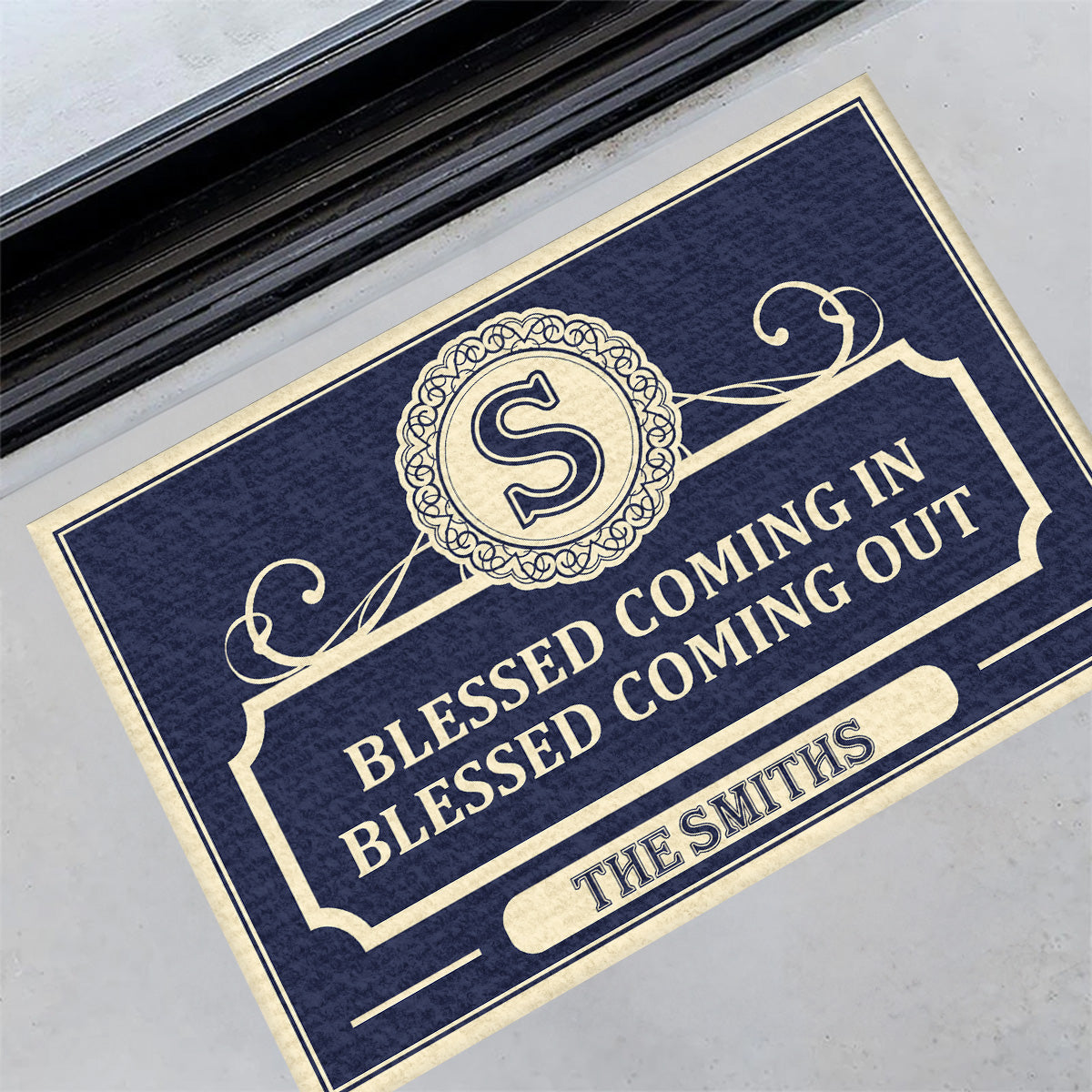 Blessed Coming In Blessed Coming Out | Personalized Doormat JSDMPTN1598TA