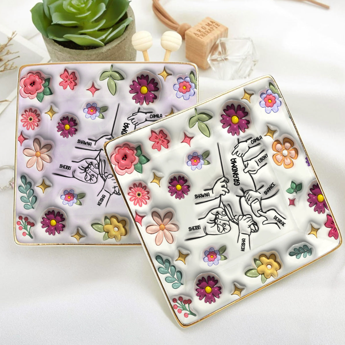 Family Over Everything | Personalized Ceramic Ring Dish Square