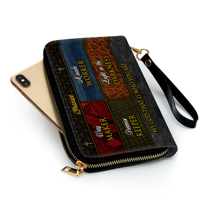 Jesuspirit | Personalized Leather Clutch Purse With Wristlet Strap Handle | Spiritual Gifts For Christian Women | Way Maker CPM727