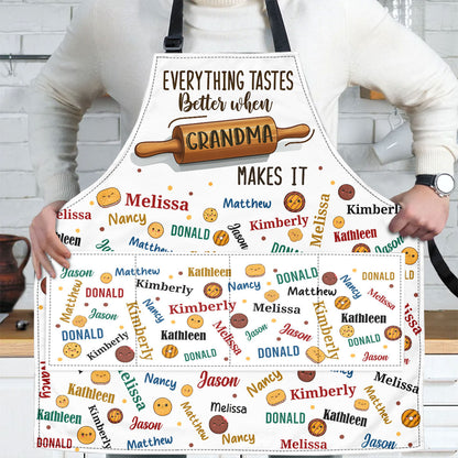 Everything Tastes Better When Grandma Makes It | Personalized Apron With Pocket