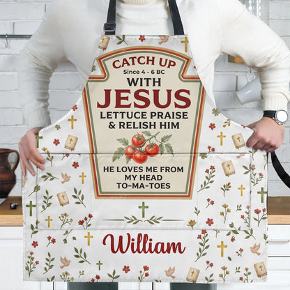 He Loves Me From My Head To My Tomatoes | Personalized Apron With Pocket