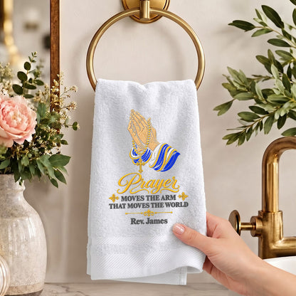 Prayer Moves The Arm That Moves The World | Personalized Embroidered Fingertip Towel