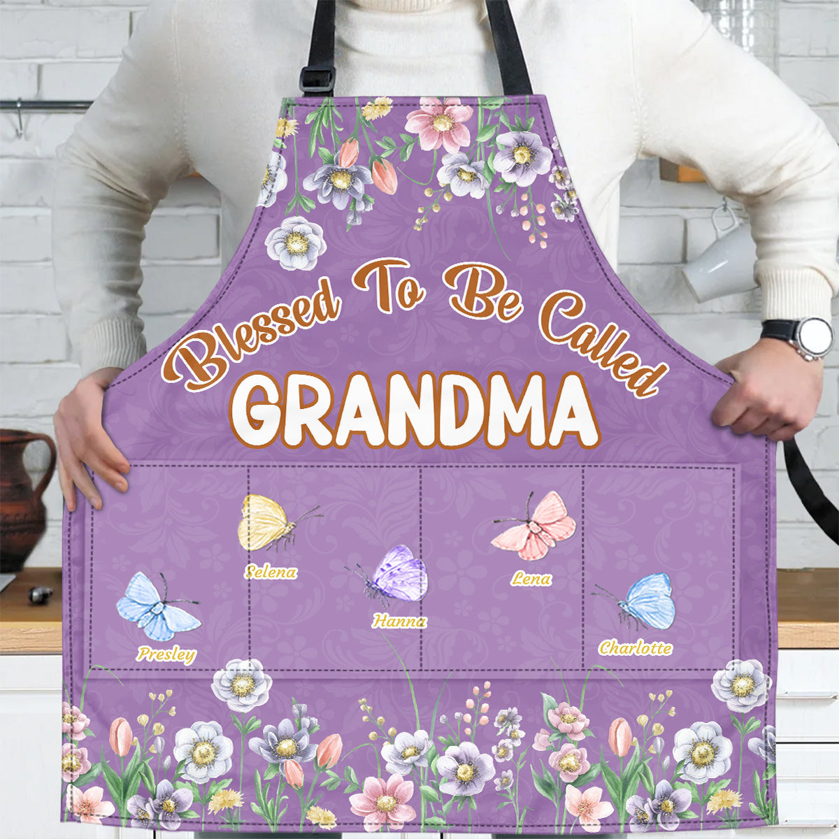 Blessed To Be Called Grandma | Personalized Apron With Pocket