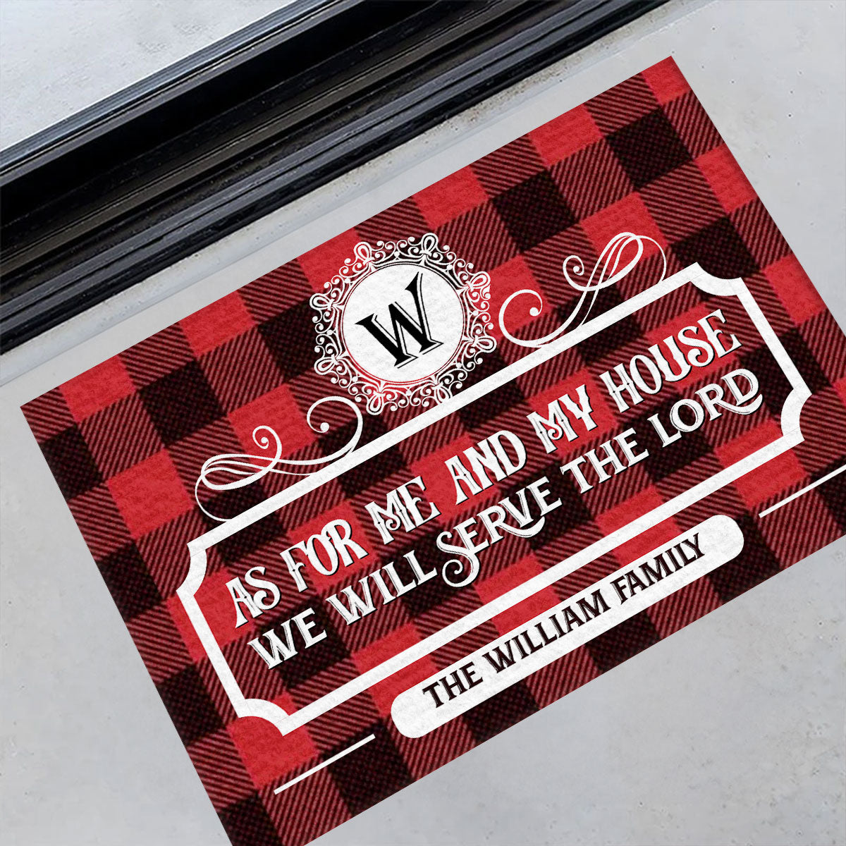 As For Me And My House We Will Serve The Lord | Personalized Doormat