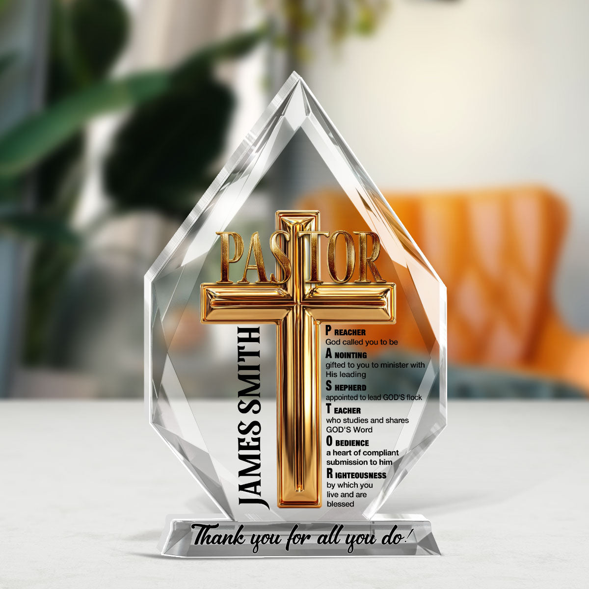 To My Pastor | Personalized Custom Shaped Squared Acrylic Plaque