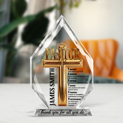 To My Pastor | Personalized Custom Shaped Squared Acrylic Plaque