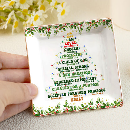 God Says I Am | Personalized Ceramic Ring Dish Square