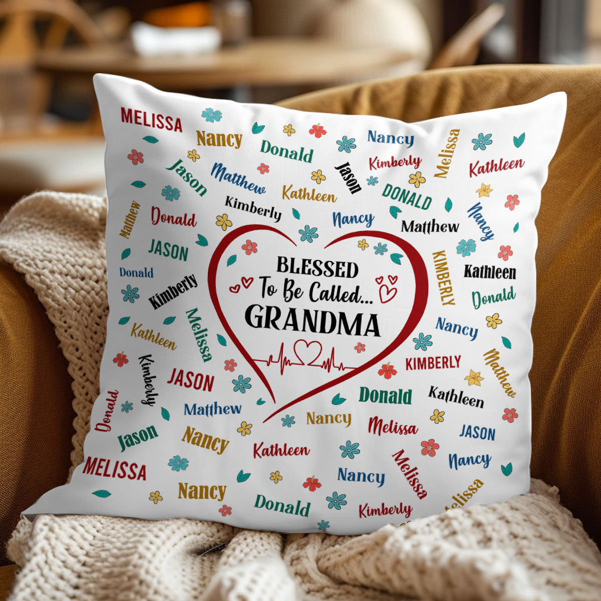 Blessed To Be Called Grandma | Personalized Crystal Velvet Pillow