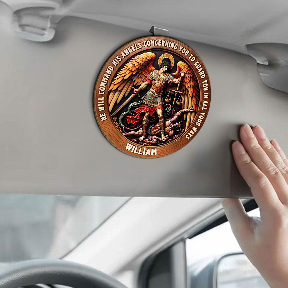 He Will Command His Angels Concerning You To Guard You In All Your Ways | Personalized Car Visor Clip