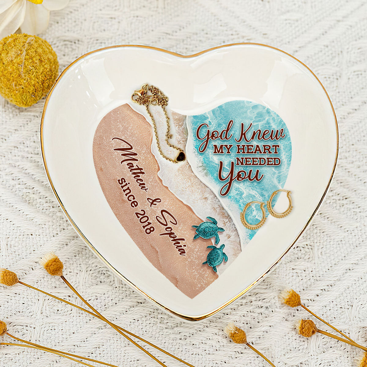 God Knew My Heart Needed You | Personalized Heart Shaped Jewelry Dish