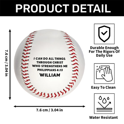 I Can Do All Things Through Christ | Personalized Baseball Ball