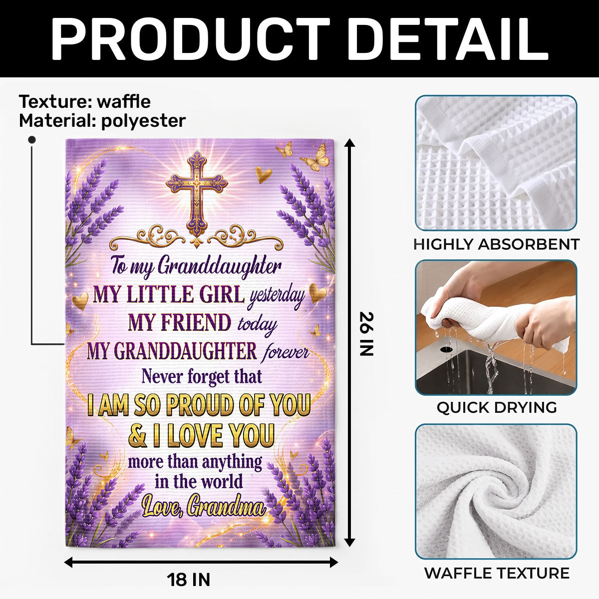 My Granddaugher, Daughter Forever | Personalized Kitchen Towel