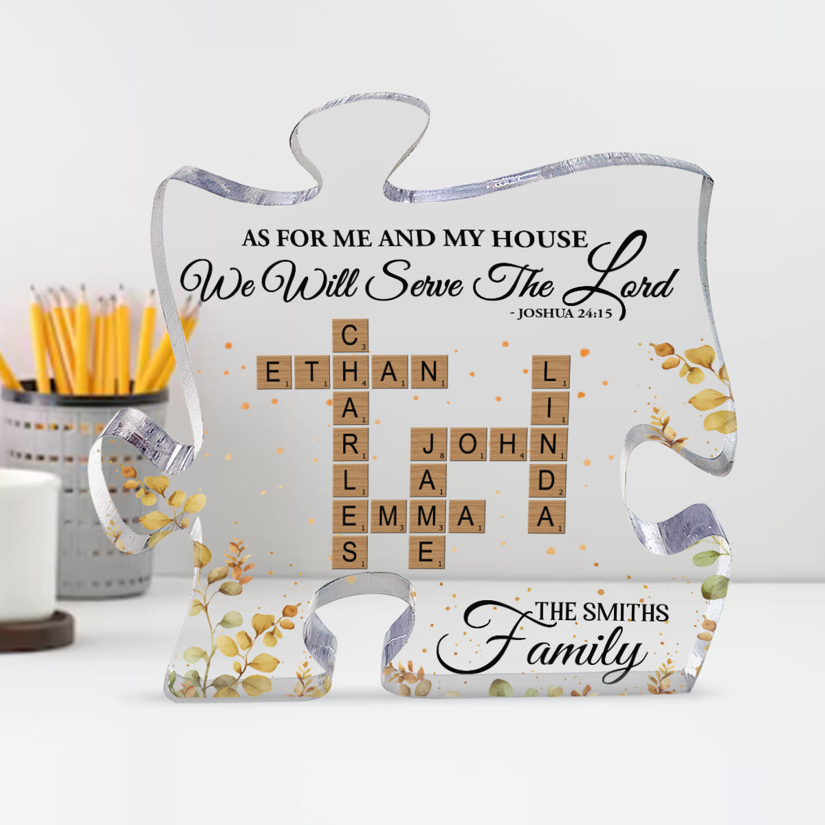 As For Me And My House We Will Serve The Lord | Personalized Custom Shaped Squared Acrylic Plaque