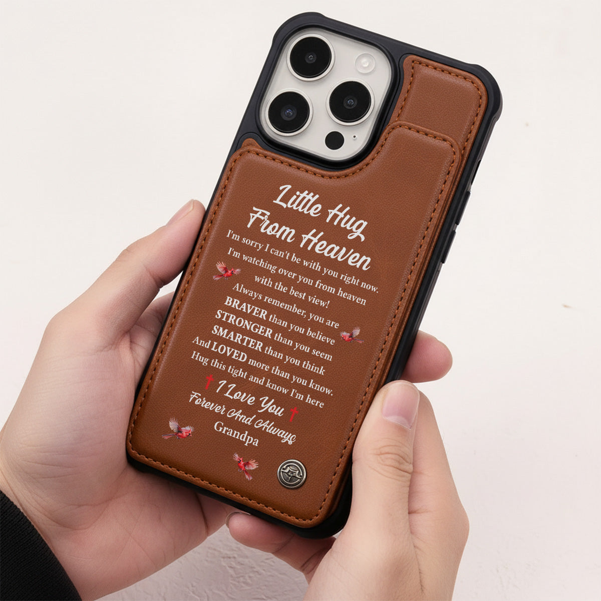 Little Hug From Heaven | Personalized Leather Flip Wallet Phone Case