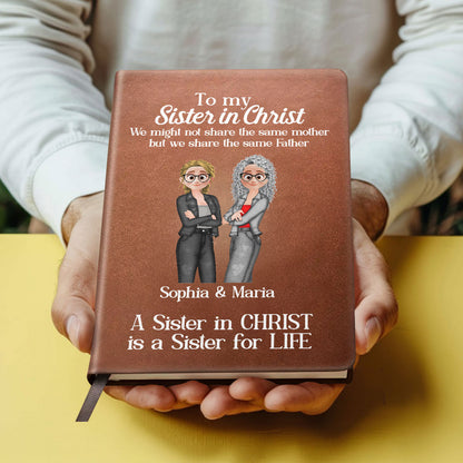 A Sister In Christ Is A Sister For Life | Personalized Leather Cover Notebook