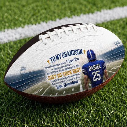To My Grandson Never Forget How Much I Love You  | Personalized Football