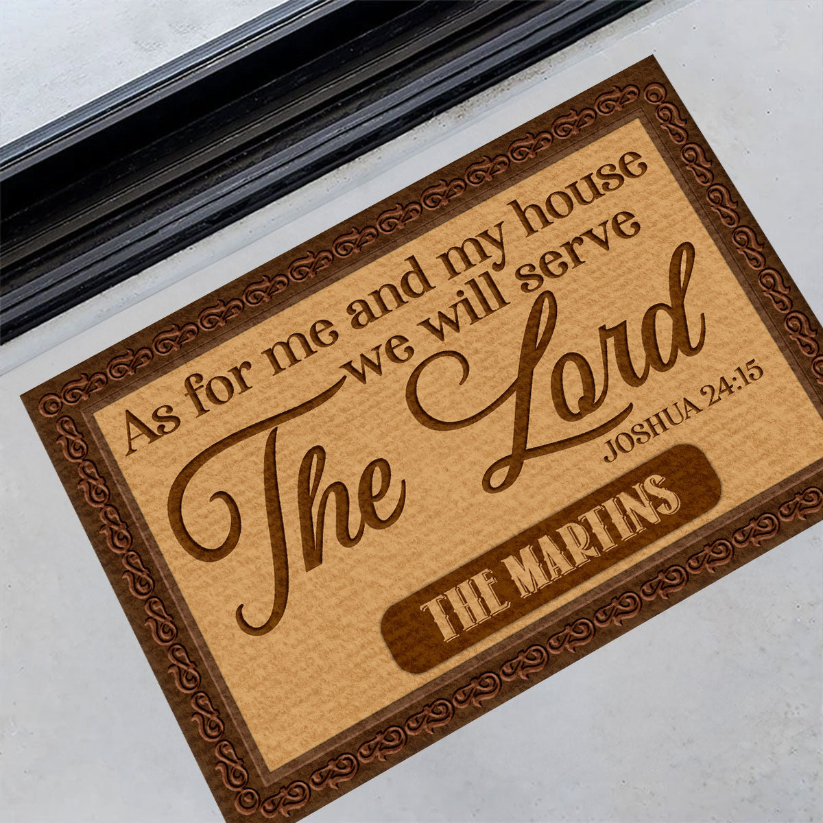 As For Me And My House We Will Serve The Lord | Personalized Doormat JSDMPN1724L