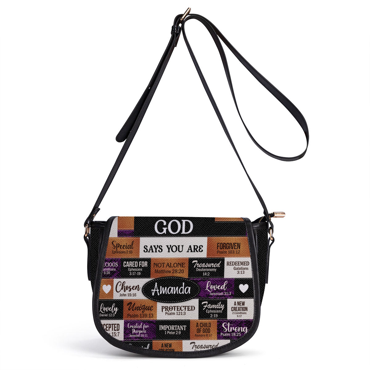 God Says I Am - Personalized Leather Saddle Bag LSBNUHN681